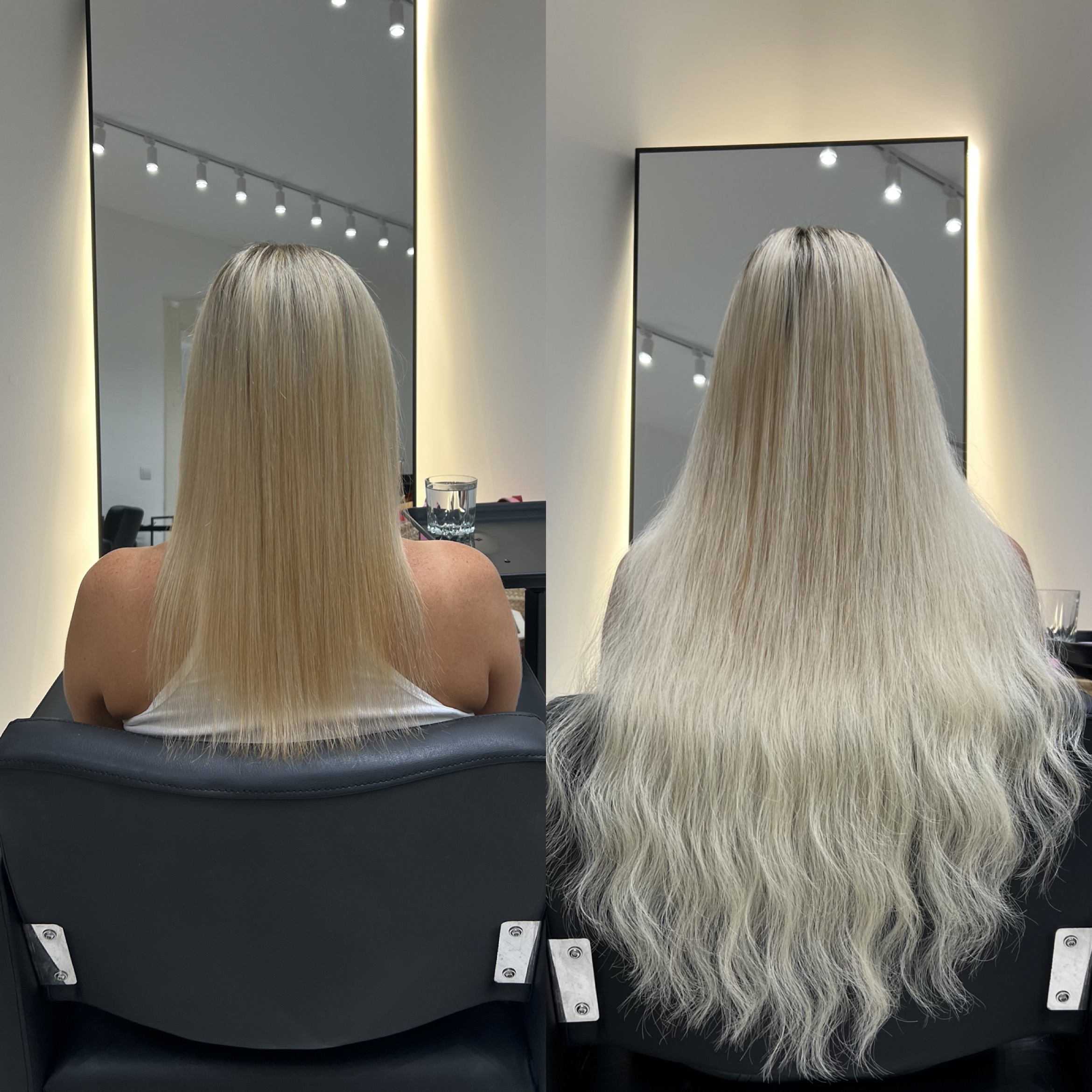 Warm blonde hair before shade refinement